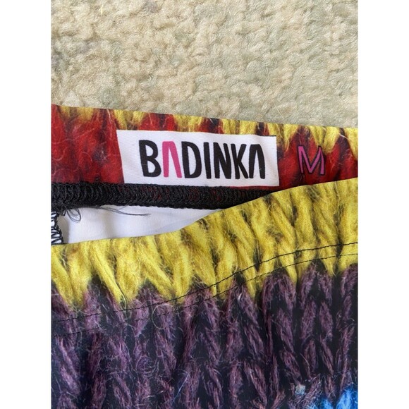 Badinka Size Medium Colorful Striped Yarn-Appearance Leggings Festival Rave - Picture 5 of 8